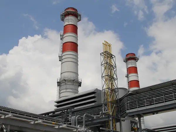 Gas-fired power plant with gas turbines — illustrative photo