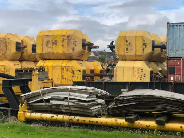 Decommissioned industrial equipment in a storage yard — illustrative photo
