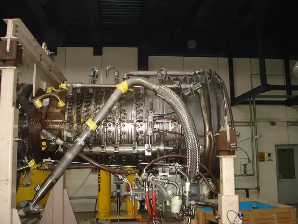GE LM6000 gas turbine during maintenance — illustrative photo